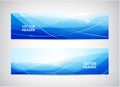 Vector set of abstract wavy horizontal headers, web banners. Water flow, stream.