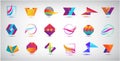 Vector set of abstract web logos, business icons set isolated. Vector Illustration. Geometric, origami, wavy 3d