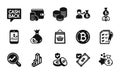 Vector set of Accepted payment, Manager and Mobile finance icons simple set. Vector