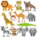 Vector set. African animals. Royalty Free Stock Photo