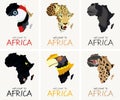 Vector set with african textures map illustrations