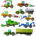 Vector set of agricultural vehicles and farm machines. Isolated Royalty Free Stock Photo