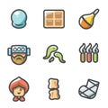 Vector Set of Alternative Medicine Icons. Vacuum therapy, Mustard plaster, Enema, Compress, Girudotherapy, Aromatherapy