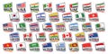 Vector set of American and Asian Countries Flags Royalty Free Stock Photo