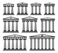 Vector set of ancient greek architecture with columns Royalty Free Stock Photo