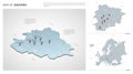 Vector set of Andorra country. Isometric 3d map, Andorra map, Europe map - with region, state names and city names. Fonts :