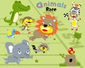 Vector set of animals cartoon in running race