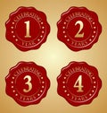 Vector Set of Anniversary Red Wax Seal First, Second, Third, Fourth Royalty Free Stock Photo