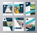 Vector set annual report brochure supermarket in blurry background Royalty Free Stock Photo