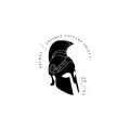 Vector set of antique logo - warrior helmet. Ancient greek or roman style element.