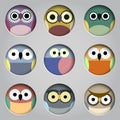 Vector set of app icons cute owls