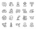 Vector set of Approved group, Consultant and Friends chat line icons set. Vector