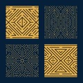 Vector set of art deco gold black seamless pattern. Geometric line vintage motif. Elegant luxury design for wallpaper Royalty Free Stock Photo