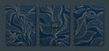 Vector set of art deco gold leaves background, copper luxury abstract design, line tropical illustrations. Use for Royalty Free Stock Photo