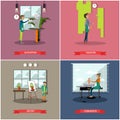 Vector set of arts and crafts professionals flat posters