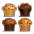 Vector Set of assorted Muffins