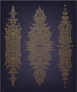 Vector set of astract linear shapes, golden art deco banners, dividers, decor design