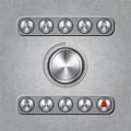 Vector set of audio system knobs on textured