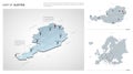 Vector set of Austria country. Isometric 3d map, Austria map, Europe map - with region, state names and city names. Fonts :