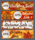 Vector set of autumn banners. Four templates for your design. Autumn sales banners for web or print.