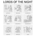 Vector set with Aztec deities Lords of the Night