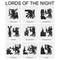 Vector set with Aztec deities Lords of the Night