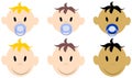 Vector set of baby faces. Children cartoon set