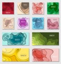 Vector set of 12 backgrounds with gradient colors paper cut shapes. 3D abstract paper style, design layout