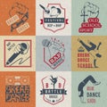 Vector Set of Badges, Logos and Sign Break Dance
