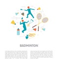 Vector set badminton accessories, sport games