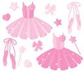 Vector Set with Ballet Shoes and Tutu Dresses