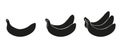 Vector Set of bananas: lone bananas, couple of bananas, a bunch of bananas - black icons on white background images Royalty Free Stock Photo
