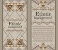 Vector set of banners or cards with tribal decorative patterns. Aztec ornamental style Royalty Free Stock Photo