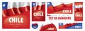 Vector set of banners with the national flag of the Chile