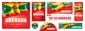 Vector set of banners with the national flag of the Grenada Royalty Free Stock Photo