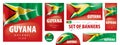 Vector set of banners with the national flag of the Guyana Royalty Free Stock Photo