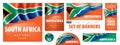 Vector set of banners with the national flag of the South africa Royalty Free Stock Photo