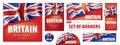 Vector set of banners with the national flag of the United Kingdom Royalty Free Stock Photo