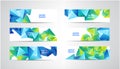 Vector Set of banners with polygonal geometric background, facet, low poly, traingles headers