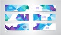 Vector Set of banners with polygonal geometric background, facet, low poly, traingles headers