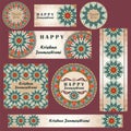 Vector set of banners to Krishna Janmashtami