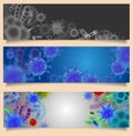 Vector set of banners with viruses and microbes Royalty Free Stock Photo