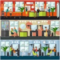 Vector set of barbershop and tattoo studio flat posters Royalty Free Stock Photo