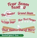 Vector Set: Baseball Bat and Ball Labels and Icons Royalty Free Stock Photo