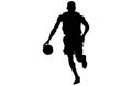 Vector set of Basketball players silhouettes, Man basketball player silhouette vector Royalty Free Stock Photo