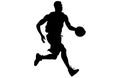 Vector set of Basketball players silhouettes, Man basketball player silhouette vector Royalty Free Stock Photo