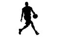 Vector set of Basketball players silhouettes, Man basketball player silhouette vector Royalty Free Stock Photo