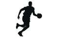 Vector set of Basketball players silhouettes, Man basketball player silhouette vector Royalty Free Stock Photo