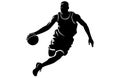 Vector set of Basketball players silhouettes, Man basketball player silhouette vector Royalty Free Stock Photo