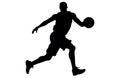 Vector set of Basketball players silhouettes, Man basketball player silhouette vector Royalty Free Stock Photo